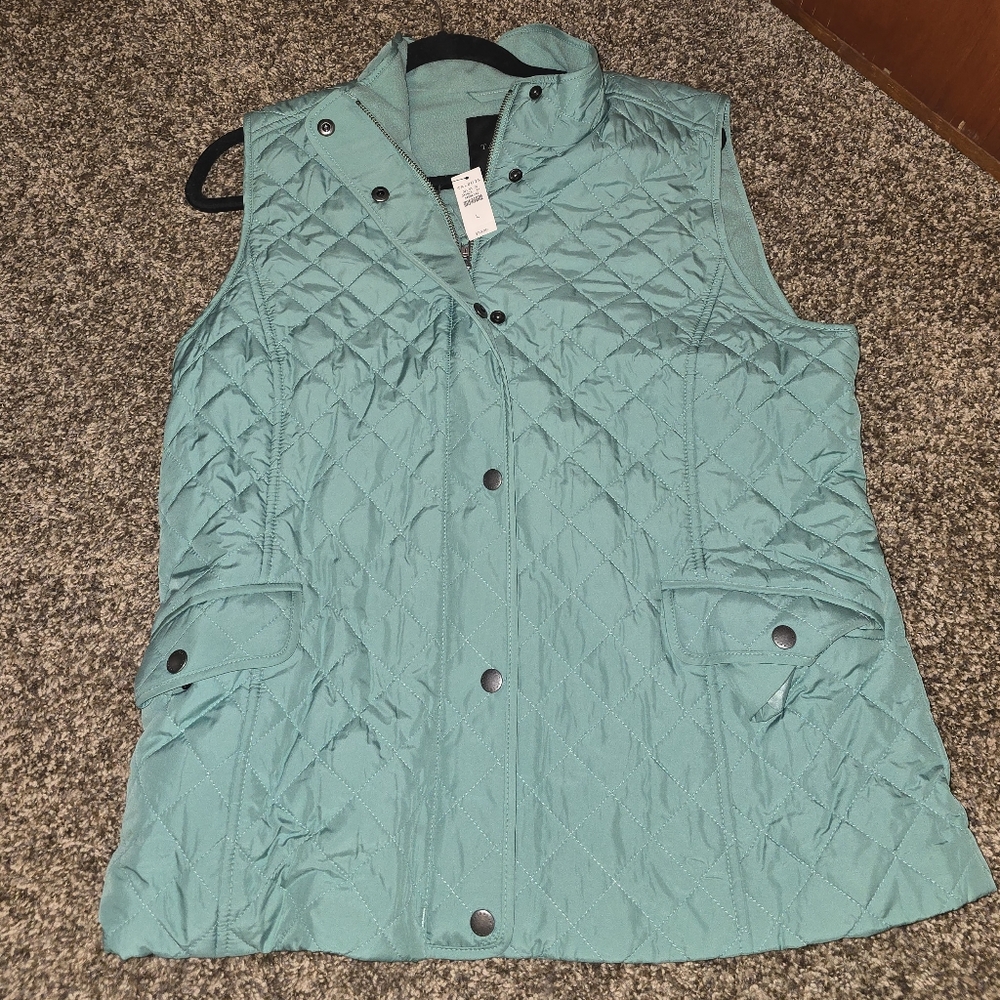 Talbots Women's Quilted Vest in Aqua